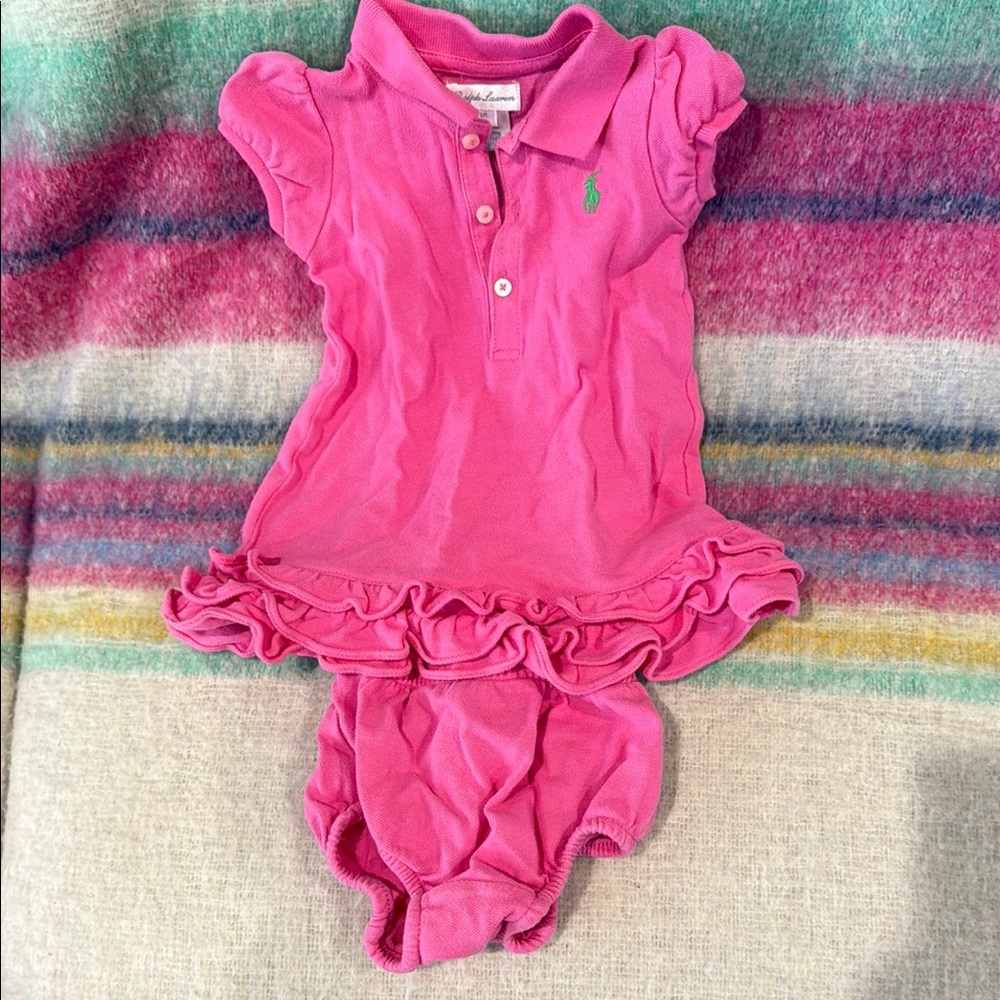 Ralph Lauren Pink Ruffle Polo Dress